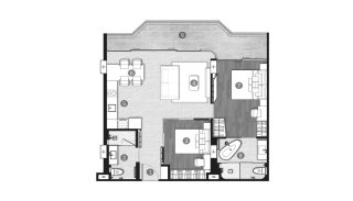 Apartment floor plan, 2 bedrooms in HYTHE by Botanica No. 11007