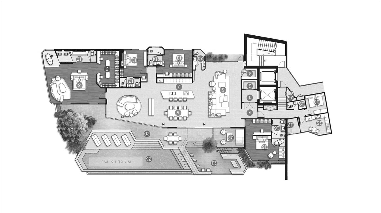 Penthouse floor plan, 5 bedrooms in HYTHE by Botanica No. 11010